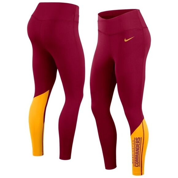 Nike redskins Washington Commanders Nike Burgundy/Gold Performance Leggings XS - Picture 1 of 7